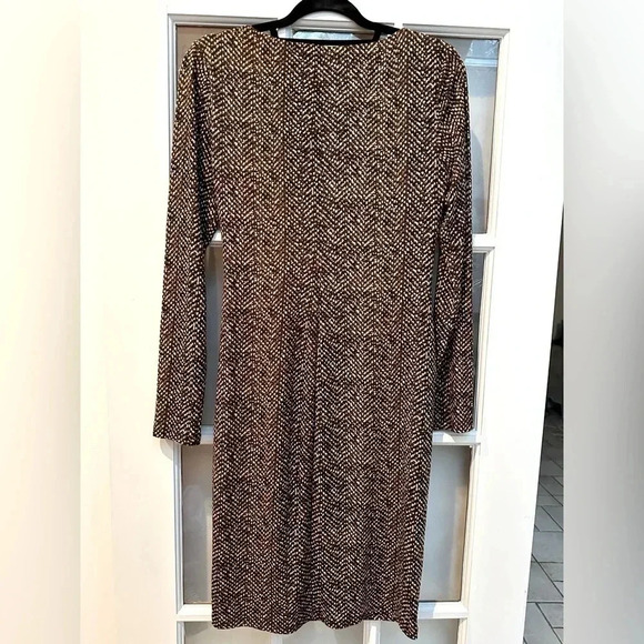 Lauren Ralph Lauren | Snakeskin Print Cocktail Rouched Midi Dress Size 8 Medium - Picture 2 of 8